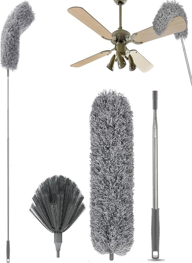 Hallstatt 2 in 1 Long Handle Microfiber Feather Ceiling Duster for Dust Cleaning with extendable Pole 30-100 Inch with Anti Scratch Bendable Head for Cleaning High Cobweb Stick high Ceiling Fan Mop - Image 1